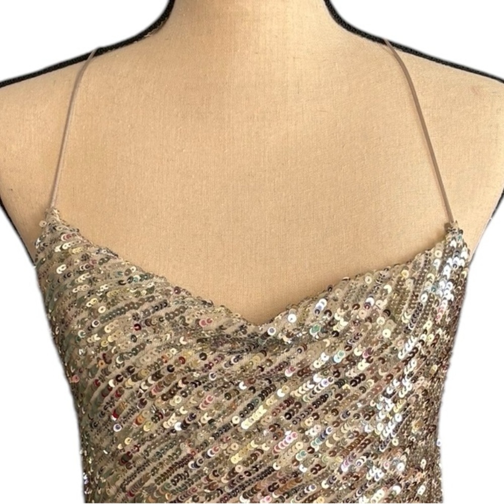 NWT ZARA Silver Mini Sequin Dress - Picture 3 of 8